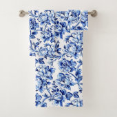 Blauw-wit Magnolias Toile de Jouy Bad Handdoek (Insitu)