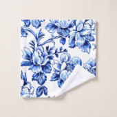 Blauw-wit Magnolias Toile de Jouy Bad Handdoek (Wasdoekje)