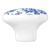 Blauw-wit Magnolias Toile de Jouy Keramische Knop (Zijkant)