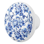 Blauw-wit Magnolias Toile de Jouy Keramische Knop (Rechts)