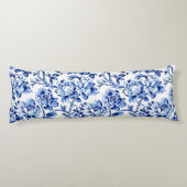 Blauw-wit Magnolias Toile de Jouy Lichaamskussen (Achterkant)