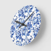 Blauw-wit Magnolias Toile de Jouy Ronde Klok (Hoek)