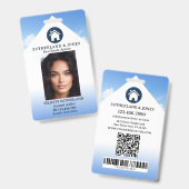 Blauw Wit Makelaar Foto-ID Badge (Front & Back)