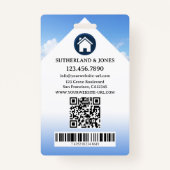 Blauw Wit Makelaar Foto-ID Badge (Achterkant)