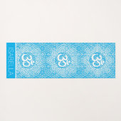 Blauw Wit Mandala Patroon Om Bliss gepersonaliseer Yogamat (Achterkant (horizontaal))
