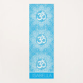 Blauw Wit Mandala Patroon Om Bliss gepersonaliseer Yogamat (Voorkant)