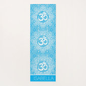 Blauw Wit Mandala Patroon Om Bliss gepersonaliseer Yogamat (Achterkant)