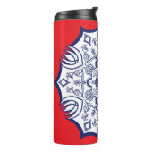 Blauw & Wit Mandel met Wezens Thermal Tumble Thermosbeker (Gedraaid links)