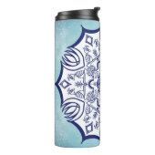 Blauw & Wit Mandel met Wezens Thermal Tumble Thermosbeker (Gedraaid links)