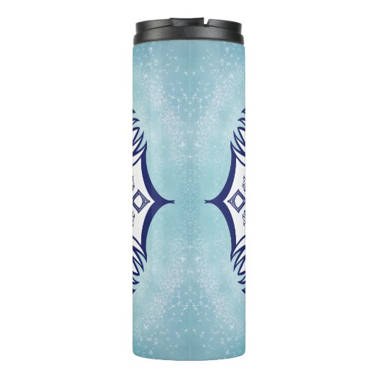 Blauw & Wit Mandel met Wezens Thermal Tumble Thermosbeker (Achterkant)