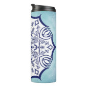 Blauw & Wit Mandel met Wezens Thermal Tumble Thermosbeker (Geroteerd rechts)