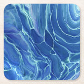 Blauw & Wit Marmer Acryl Abstractie Kartonnen Onderzetters (Voorkant)