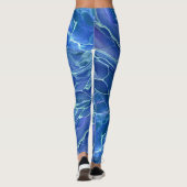Blauw & Wit Marmer Acryl Abstractie Leggings (Achterkant)