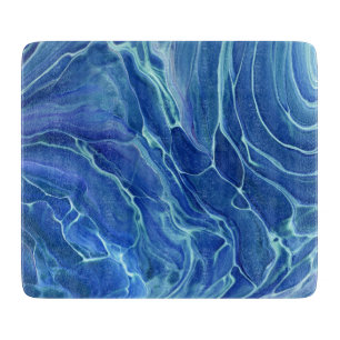 Blauw & Wit Marmer Acryl Abstractie Snijplank