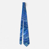Blauw & Wit Marmer Acryl Abstractie Stropdas (Achterkant)