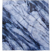 Blauw & Wit Marmer Draaien Modern Chic Douchegordijn (Voorkant)