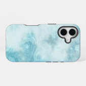 Blauw-wit marmer effect (alle telefoons) iPhone 16 hoesje (Achterkant horizontaal)