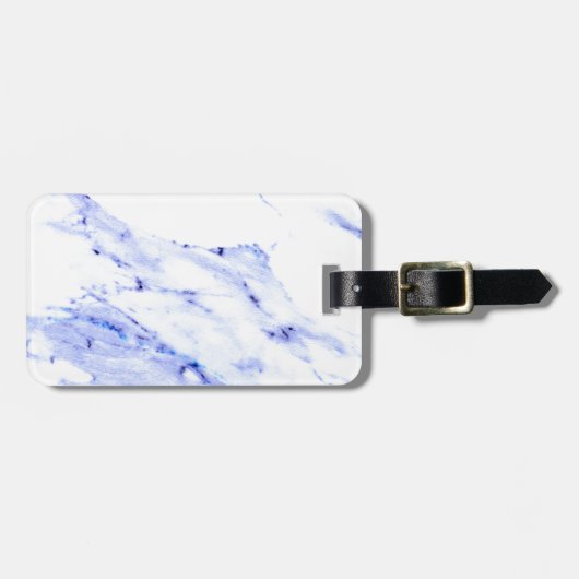 Blauw Wit Marmer graniet steen patroon Bagagelabel (Voorkant horizontaal)