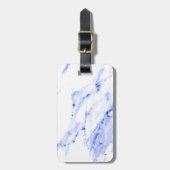 Blauw Wit Marmer graniet steen patroon Bagagelabel (Voorkant verticaal)