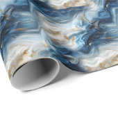 Blauw wit marmer met gouden zijde look cadeaupapier (Rol Hoek)