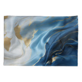 Blauw wit marmer met gouden zijde look kussensloop (Achterkant)