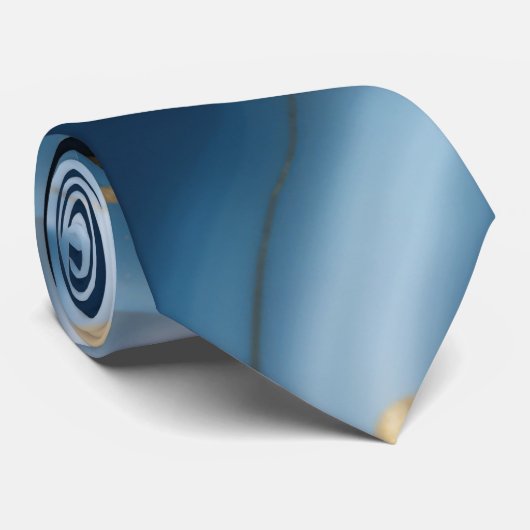 Blauw wit marmer met gouden zijde look stropdas (Opgerold)