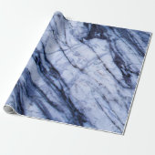 Blauw & Wit Marmer Werveltje Modern Chic Party Cadeaupapier (Uitgerold)