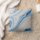 Blauw & Wit Marmerpatroon – Abstracte Vloeistofkun Kussen (Deken)