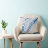 Blauw & Wit Marmerpatroon – Abstracte Vloeistofkun Kussen (Stoel)