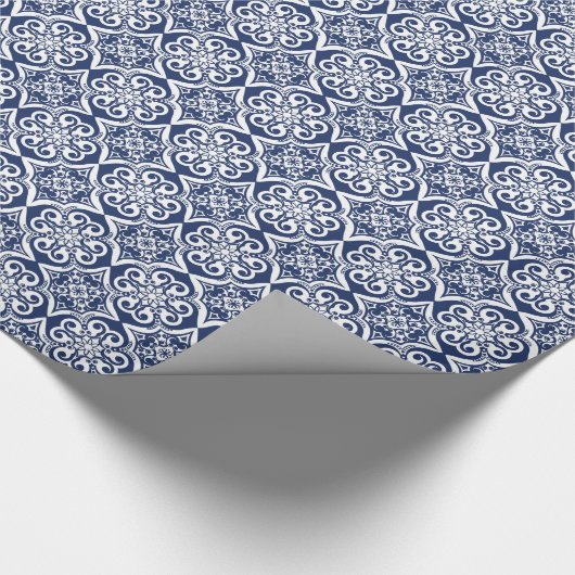 Blauw-wit Marokkaans Patroon Cadeaupapier (Hoek)
