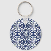 Blauw-wit Marokkaans Patroon Sleutelhanger (Voorkant)