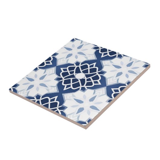 Blauw-wit Marokkaans Patroon Tegeltje (Zijkant)