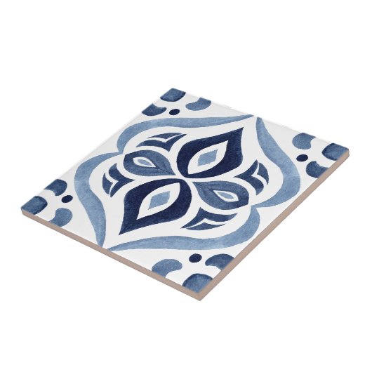 Blauw-wit Marokkaans Patroon Tegeltje (Zijkant)