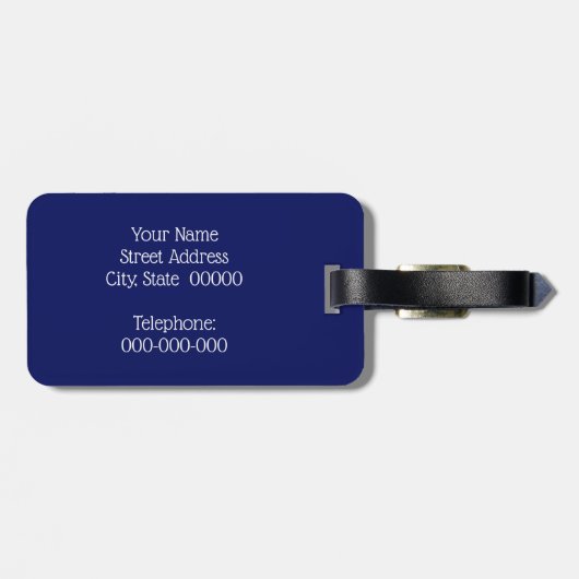 Blauw Wit Marokkaanse Cirkel Monogram DIY BG Bagagelabel (Achterkant horizontaal)