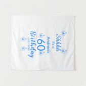 Blauw wit mauve shhhh 60ste verjaardag bloem naam wandkleed (Voorkant (horizontaal))