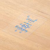 Blauw wit mauve shhhh 60ste verjaardag bloemnaam acryl uitnodigingen (Laagn)