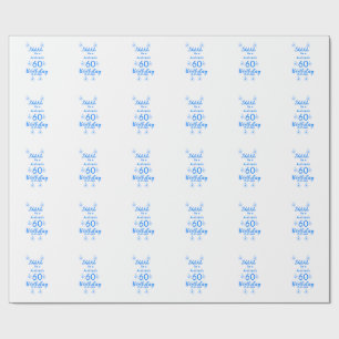 Blauw wit mauve shhhh 60ste verjaardag bloemnaam cadeaupapier