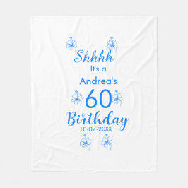 Blauw wit mauve shhhh 60ste verjaardag bloemnaam fleece deken