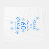 Blauw wit mauve shhhh 60ste verjaardag bloemnaam fleece deken (Voorkant (Horizontaal))