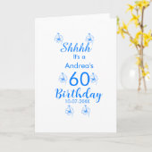 Blauw wit mauve shhhh 60ste verjaardag bloemnaam kaart (Gele Bloem)