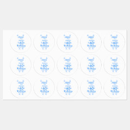 Blauw wit mauve shhhh 60ste verjaardag bloemnaam labels