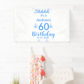 Blauw wit mauve shhhh 60ste verjaardag bloemnaam spandoek (Insitu)