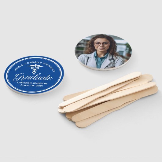 Blauw Wit Medische School Afstudeerfeest Handwaaier (Niet-gemonteerd)