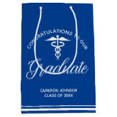 Blauw Wit Medische School Afstudeerfeest Medium Cadeauzakje (Voorkant)