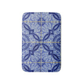 Blauw + Wit Mediterraan Azulejo Tegel Patroon Badmat (Voorkant Verticaal)