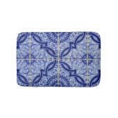 Blauw + Wit Mediterraan Azulejo Tegel Patroon Badmat (Voorkant)