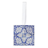 Blauw Wit Mediterraan  Bloemen Kerstmis Decoratie (Voorkant)