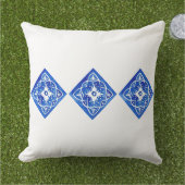 Blauw & Wit Mediterrane Tegel Grote Openlucht Buitenkussen (Gras)