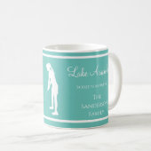 Blauw Wit meer naam Lady golfer silhouet Koffiemok (Voorkant rechts)