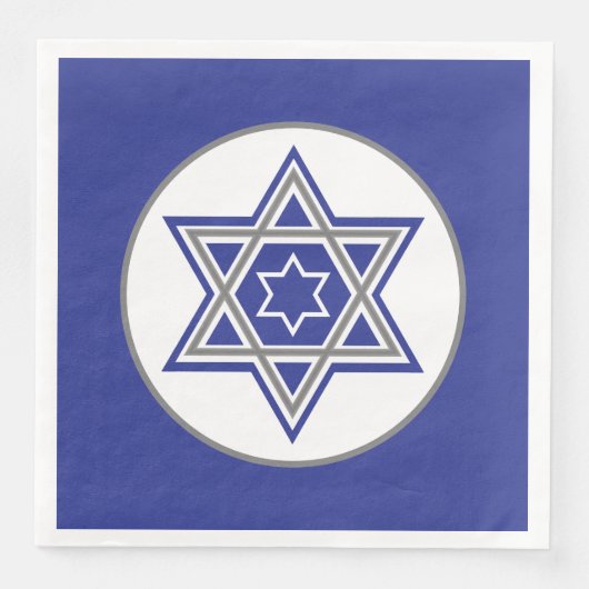 Blauw & Wit Meerdere Davidsterren Ontwerp Servet (Voorkant)
